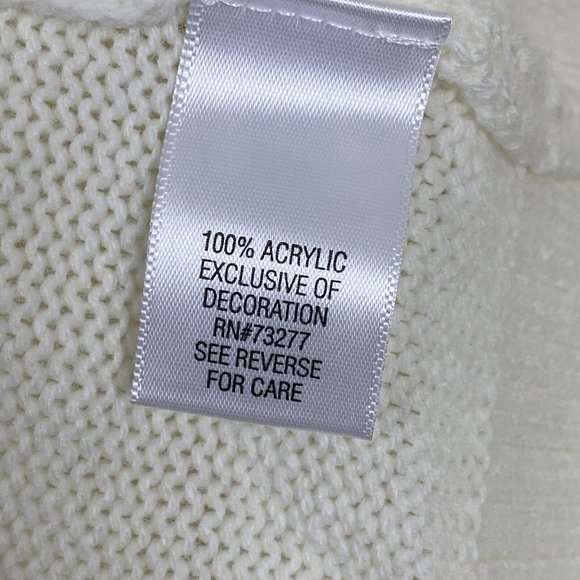 NWT Croft and Barrow Sweater Cardinal Bird Embroidered Sequin Women XXL Ivory - Picture 6 of 6